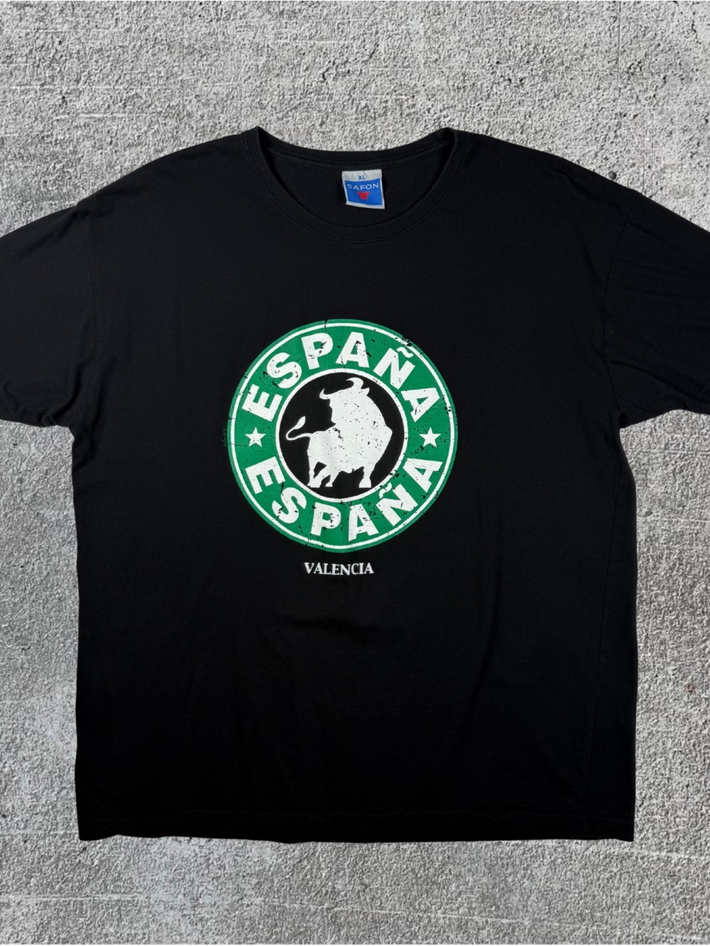 Men’s Spain Safon Espana Valencia Black Green T-Shirt Size XL